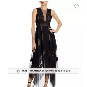 BCBGMaxAzria Andi Lace Trim Evening Dress